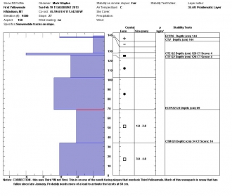 Third Yellowmule S facing slopes snowpit